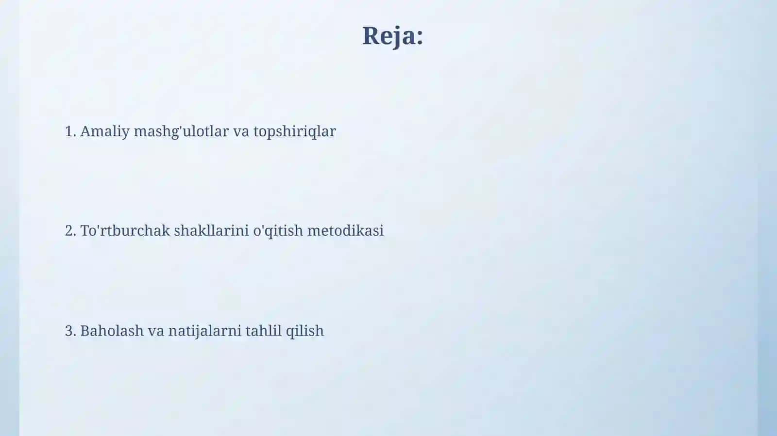 To'rtburchaklarni o'qitish metodikasi 2