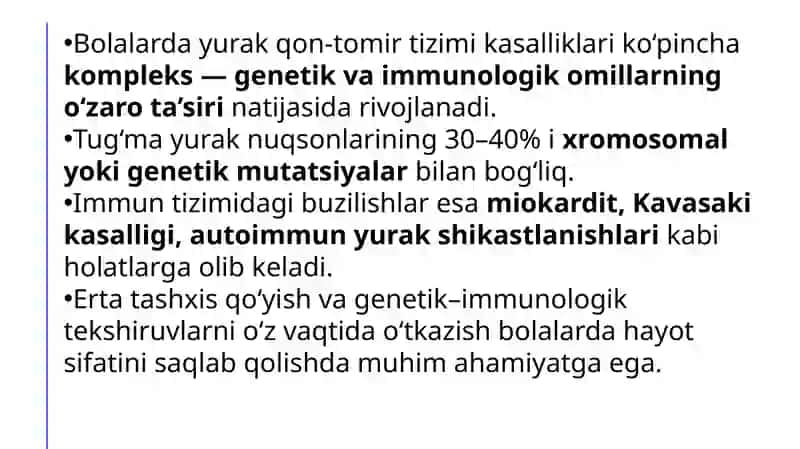 Bolalarda yurak qon-tomir tizimi kasalliklarining genetik va immunologik asoslari 2
