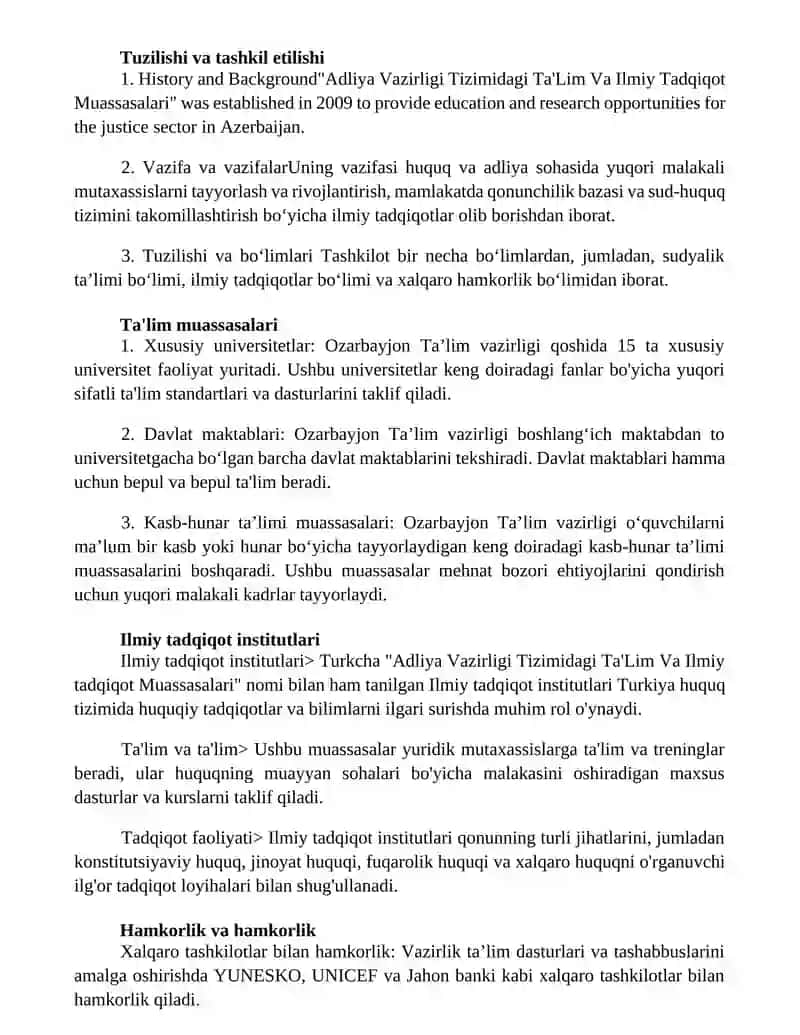Adliya Vazirligi Tizimidagi Ta'lim Va Ilmiy Tadqiqot Muassasalari 2