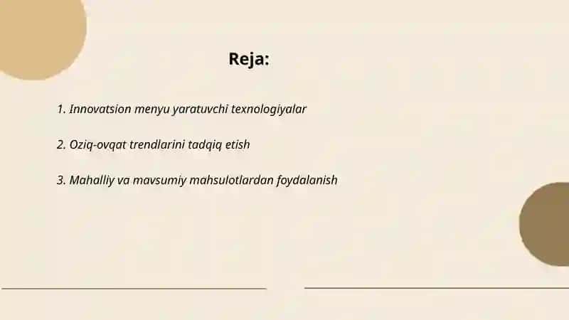 Restoranlarda mijozlar uchun innavatsion menyu yaratish 2