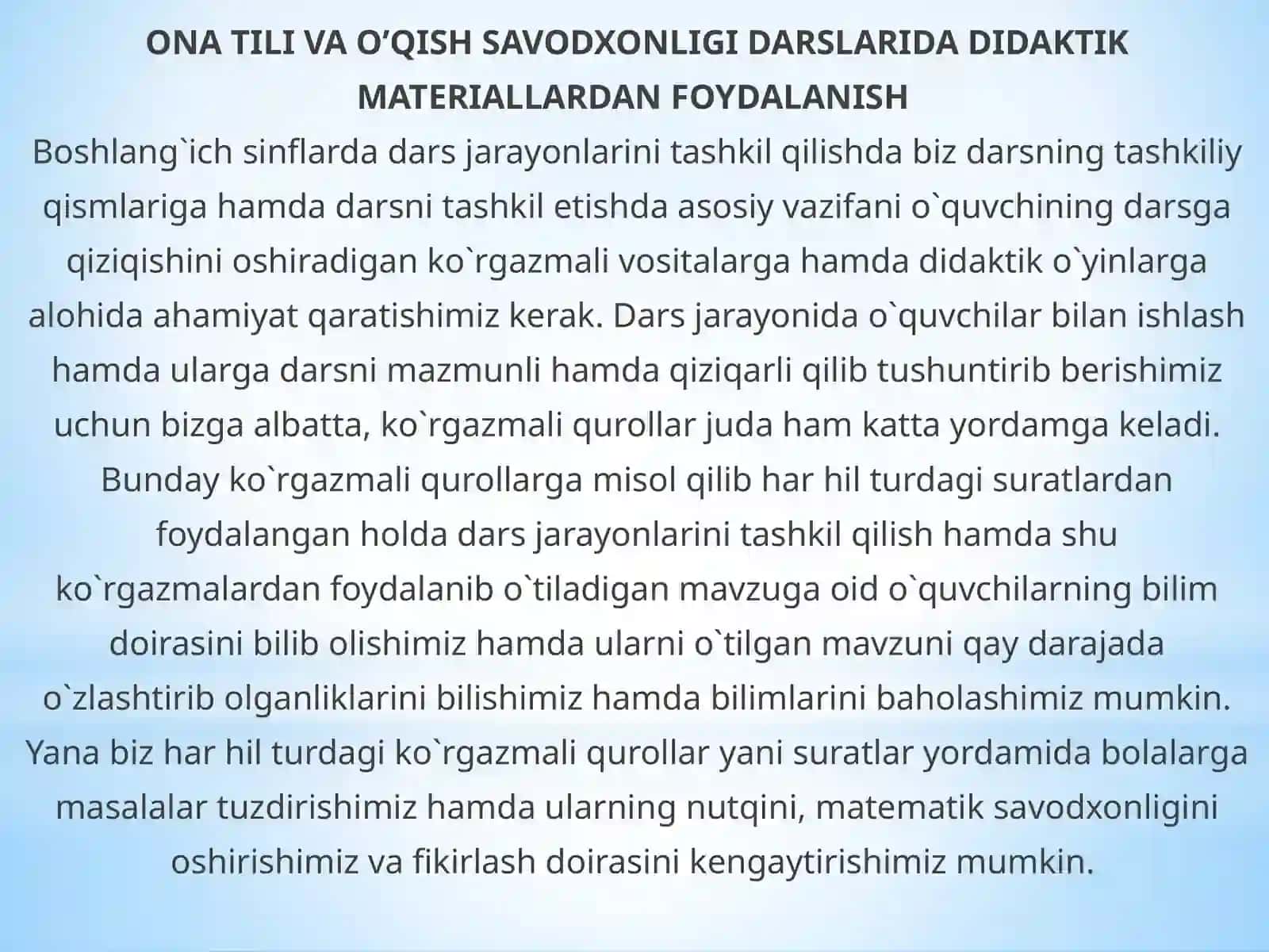 Ona tili darslarida didaktik materiallardan foydalanish 2