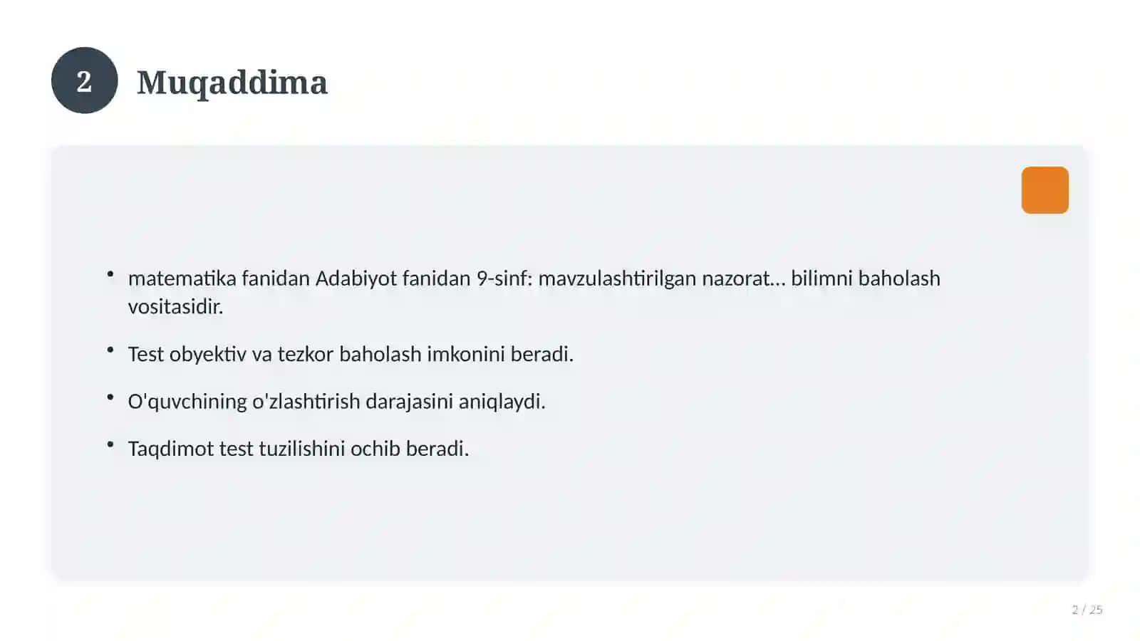Adabiyot fanidan 9-sinf: mavzulashtirilgan nazorat ishi va tahlil 2