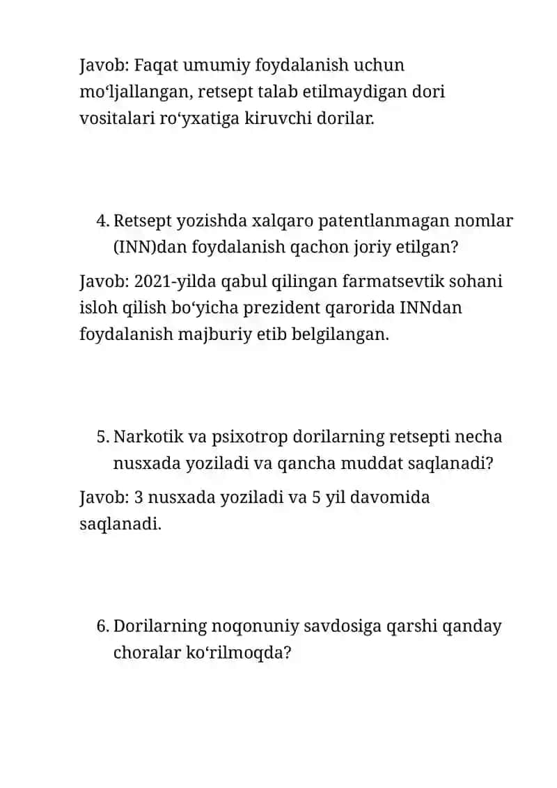 O‘zbekiston Respublikasi prezidentining retsepturaga asoslangan qonun va farmoyishlari 2