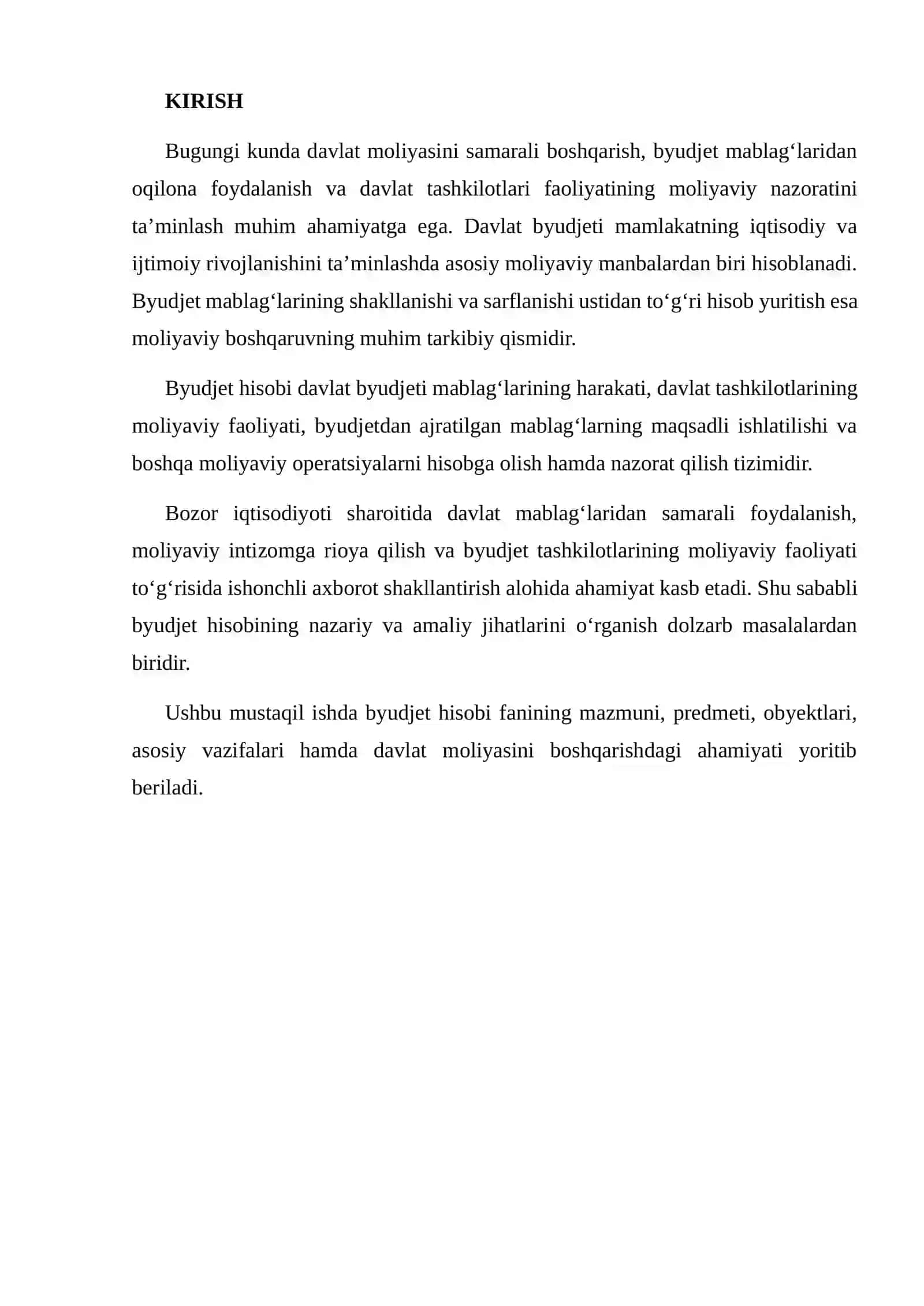 BYUDJET HISOBI FANINING PREDMETI, OBYEKTI VA ASOSIY VAZIFALARI 2