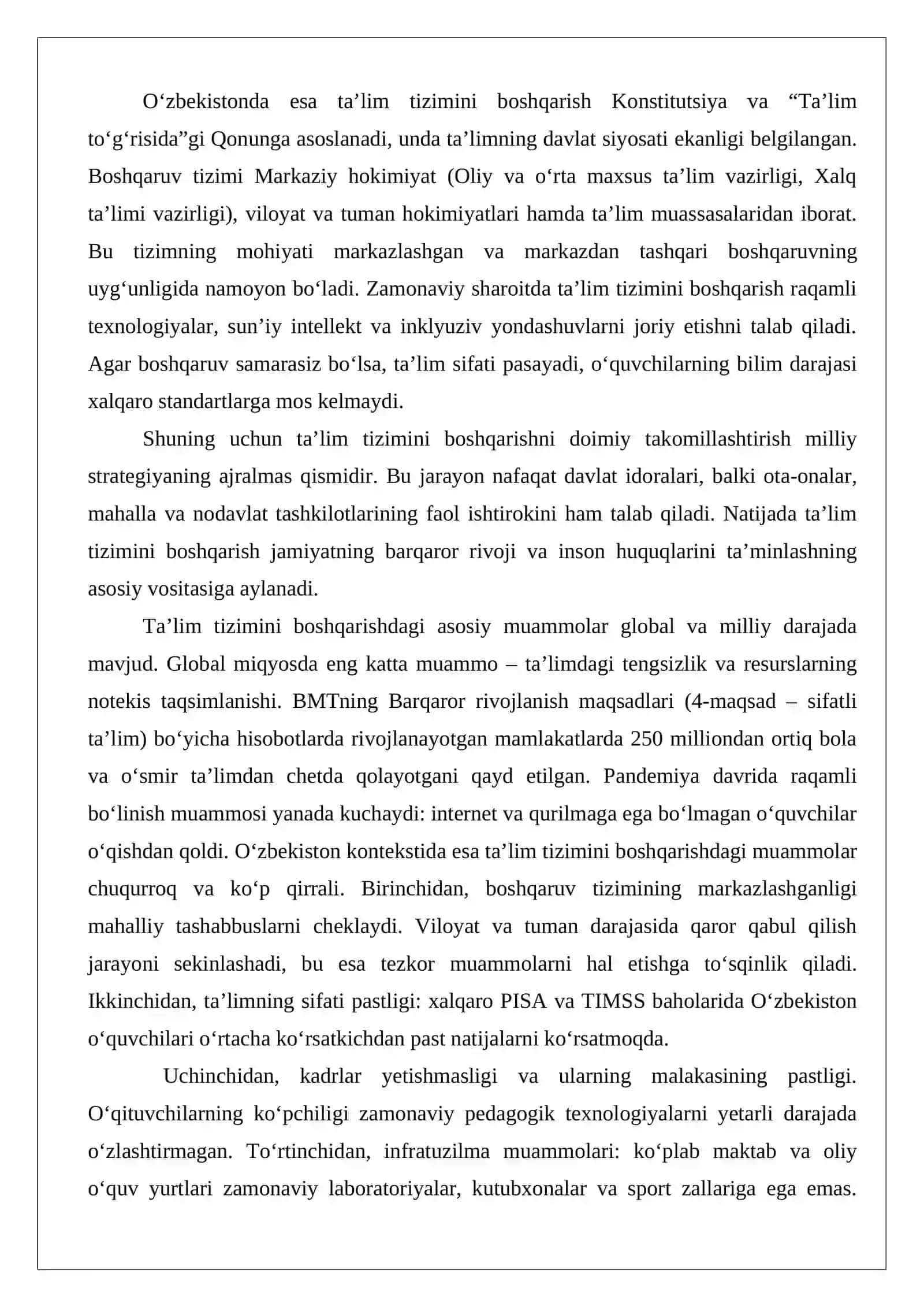 Ta’lim tizimini boshqarish: Muammolar va yechimlar 2
