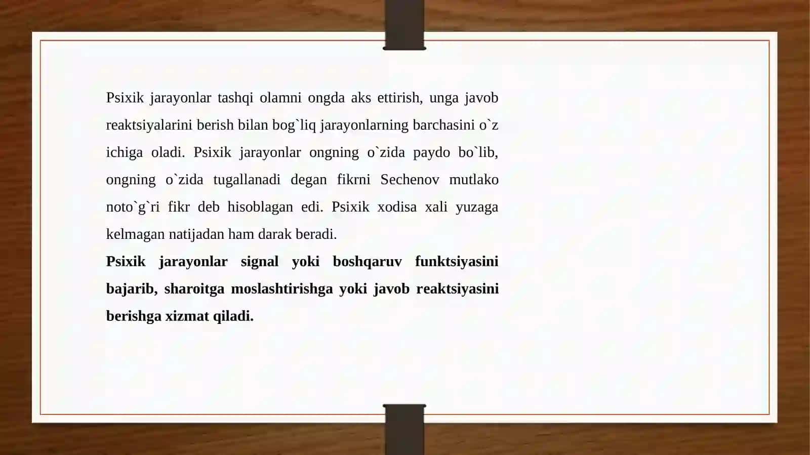 Kognitiv jarayonlar, sezgi, tafakkur, idrok, xotira haqida 2