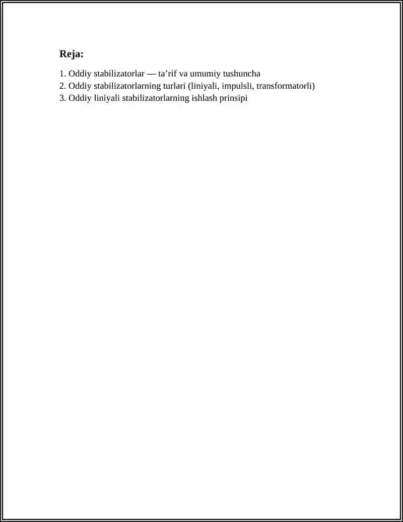 ODDIY STABILIZATORLAR 2