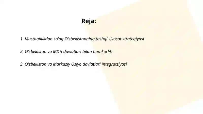 Mustaqillik yillarida O'zbekistonning xalqaro hamkorlik aloqalari 2