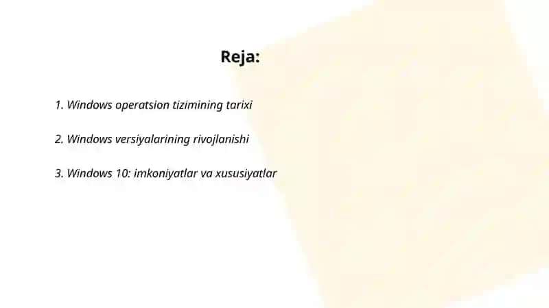 Windows operatsion tizimi haqida tushuncha 2