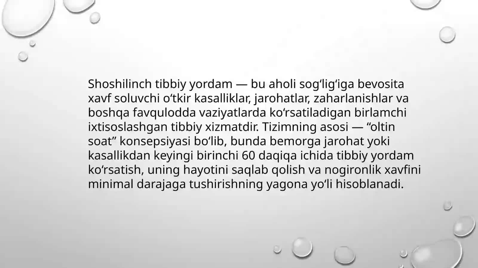 Oʻzbekiston Respublikasida Shoshilinch Tibbiy Yordam Asoslari | ShTY Xizmati Tuzilmasi va Yuridik-Et 2