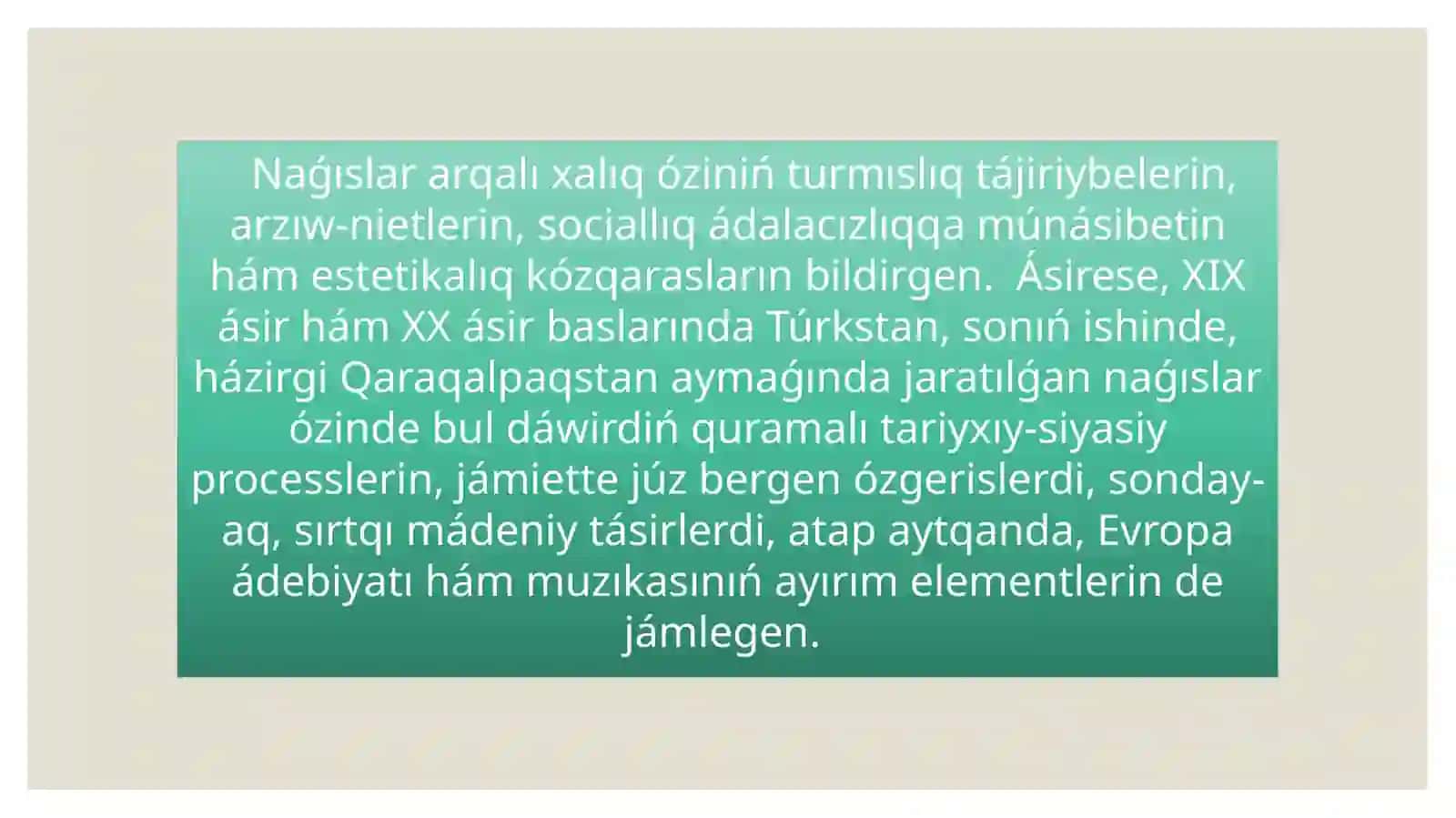 XIX ásir XX ásir baslarındaǵı naǵıslarda Evropa naǵıslarınıń tásiri 2