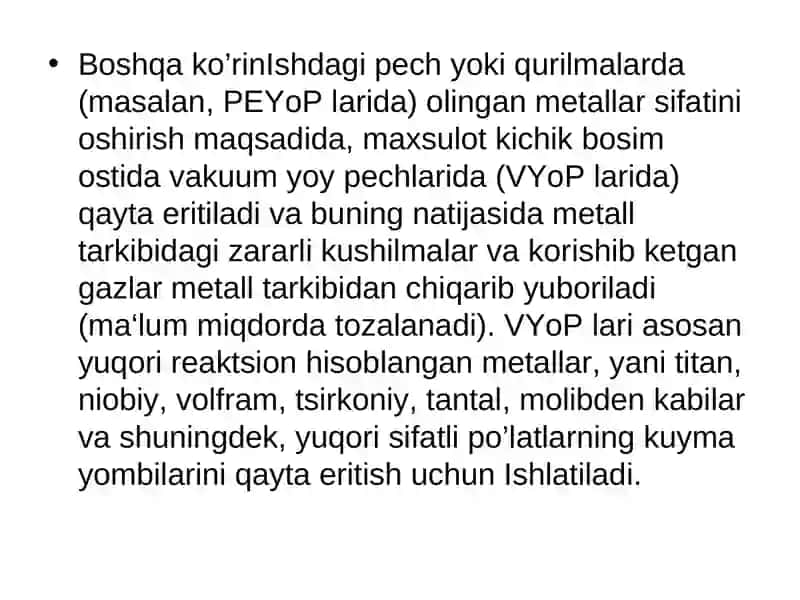 Vakuumli yoy pechlari (VYOP) 2