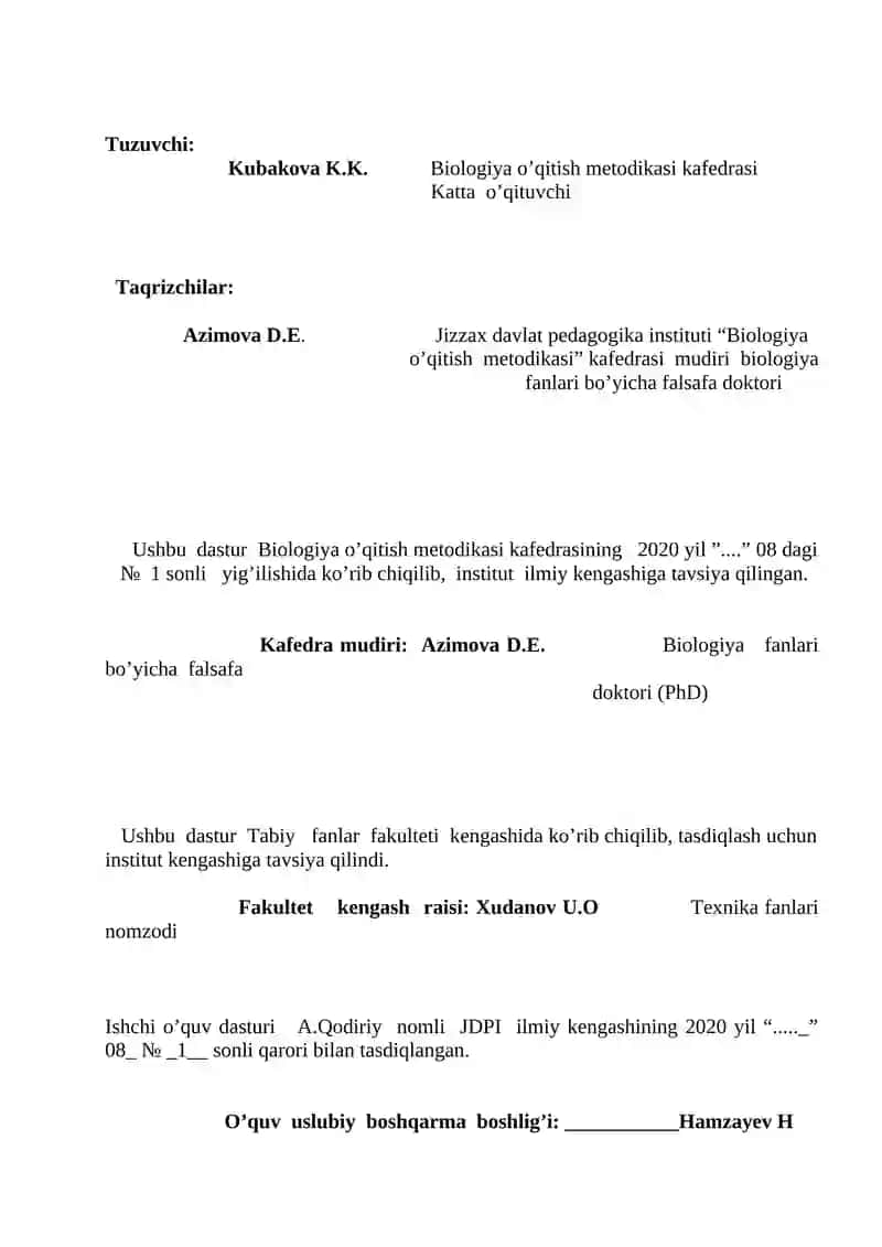 Biologiya o’qitish metodikasi 2