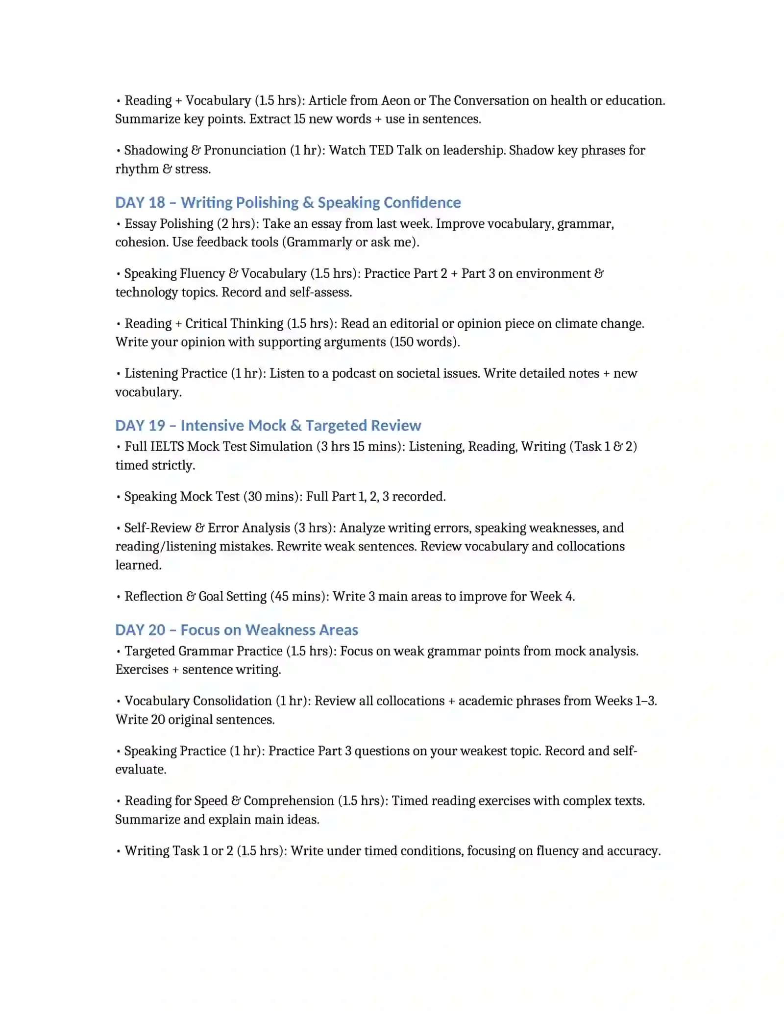 IELTS Week 3 Intensive Study Plan (Days 15–21) 2