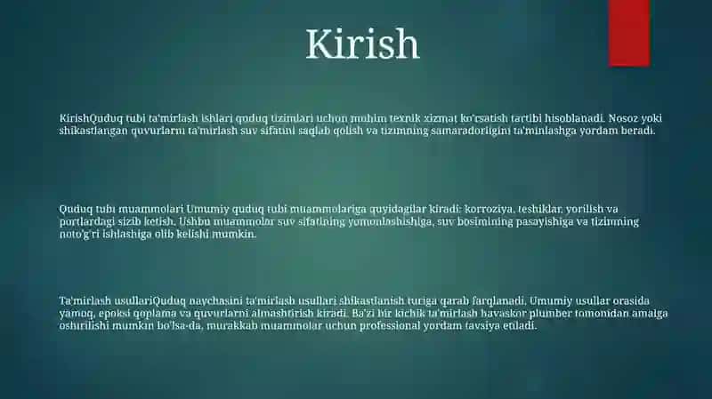 Quduq Tubi Tamirlash Ishlari 2