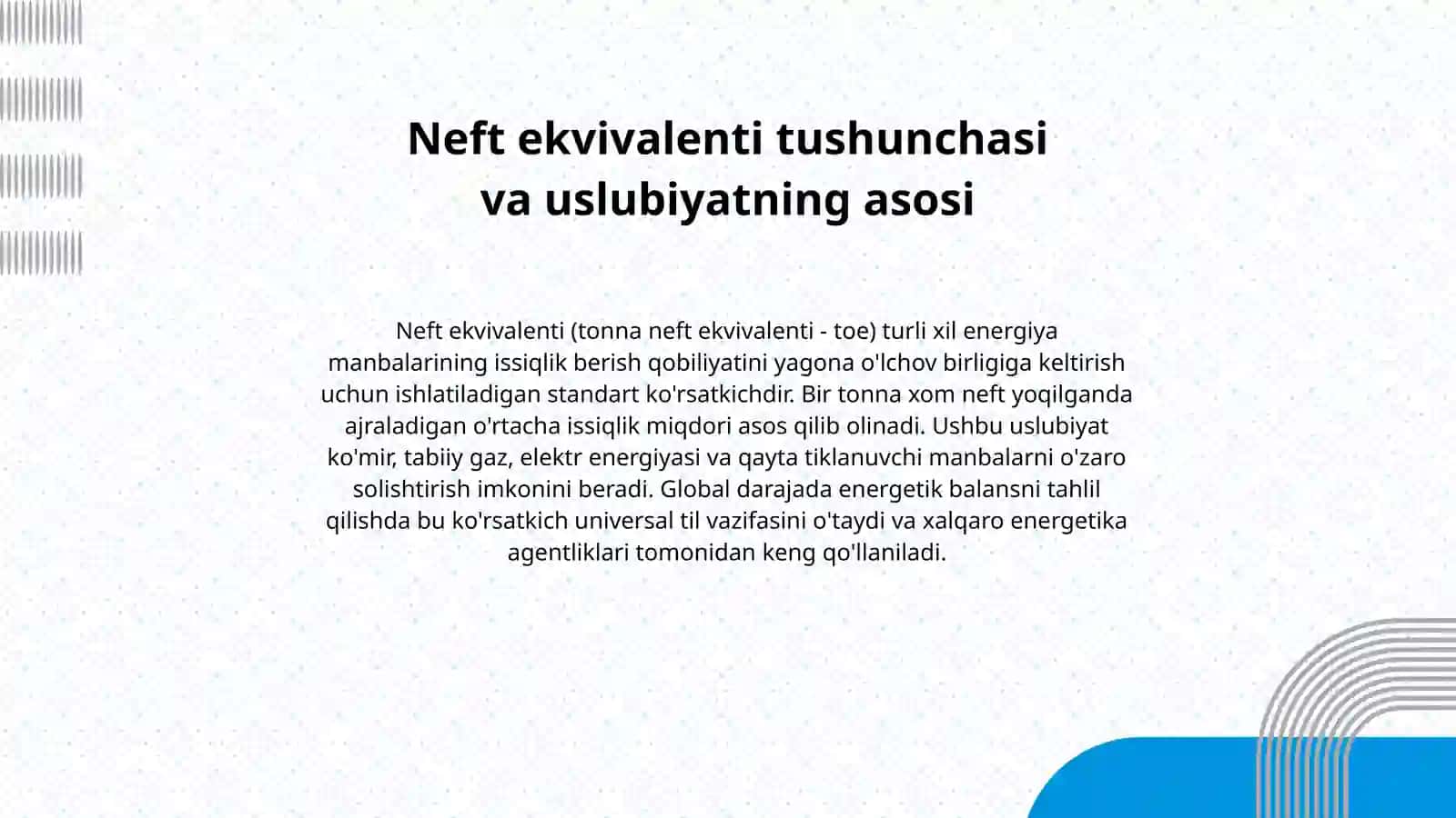 Energiya resurslarini neft ekvivalenti asosida hisoblash usullari va ularning amaliy ahamiyati 2