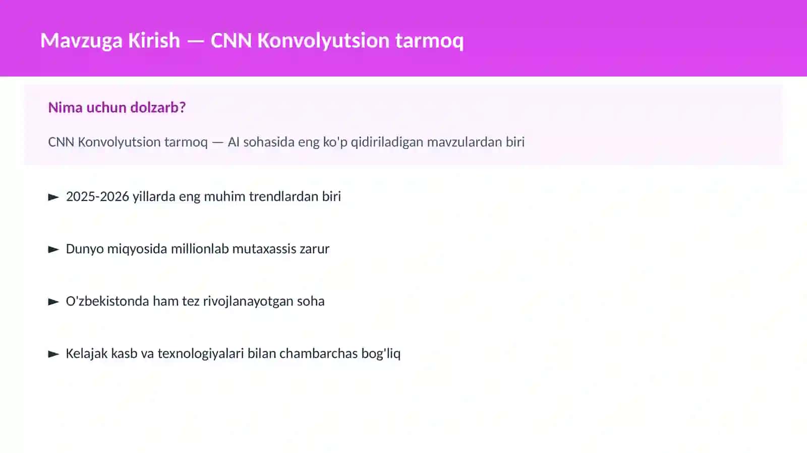 CNN Konvolyutsion tarmoq 2