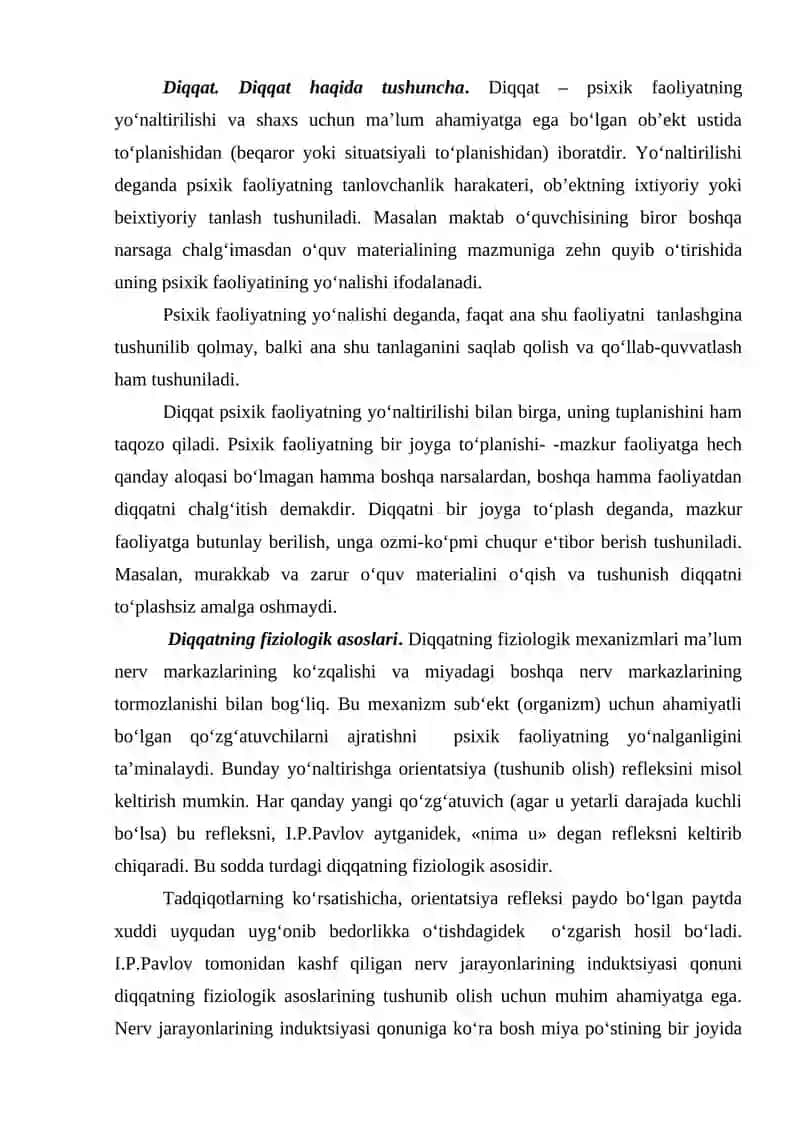 Diqqatning Boshqa Psixik Hodisa va Jarayonlar Bilan Taqqoslash 2
