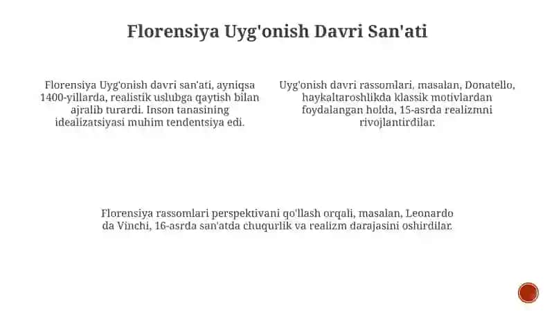 Florensiya Uyg'onish Davri San'ati 2