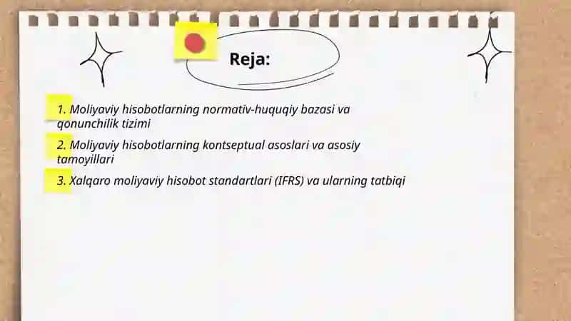 Moliyaviy hisobotlarning normativ-huquqiy va kontseptual asoslari 2