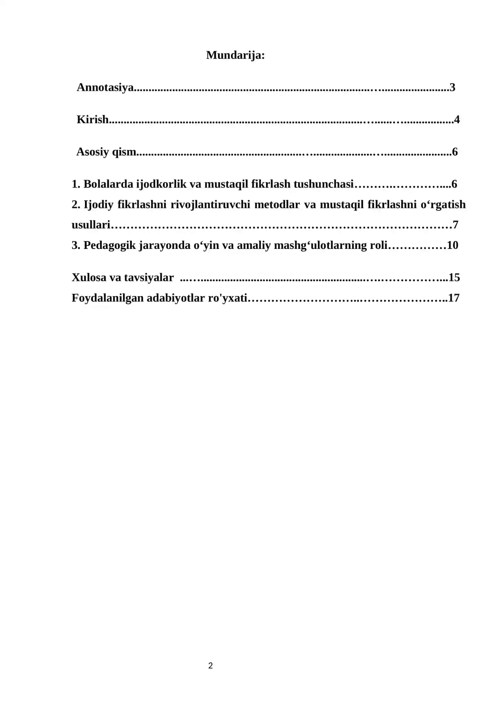 Bolalarning ijodkorlik va mustaqil fikrlashini o'rganish metodlari 2