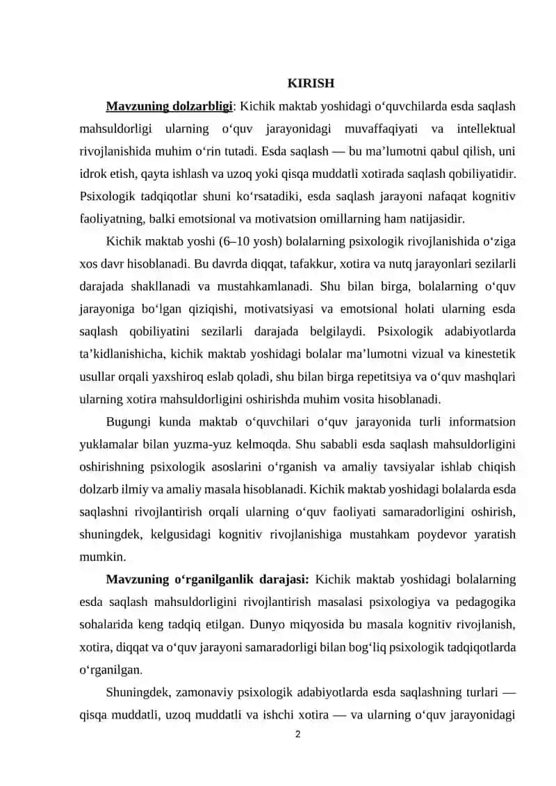 KICHIK MAKTAB YOSHIDAGI O‘QUVCHILARNING PSIXOLOGIK XUSUSIYATLARI 2