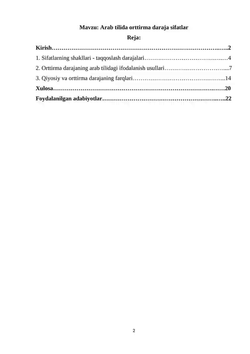 Arab tilida orttirma daraja sifatlar 2