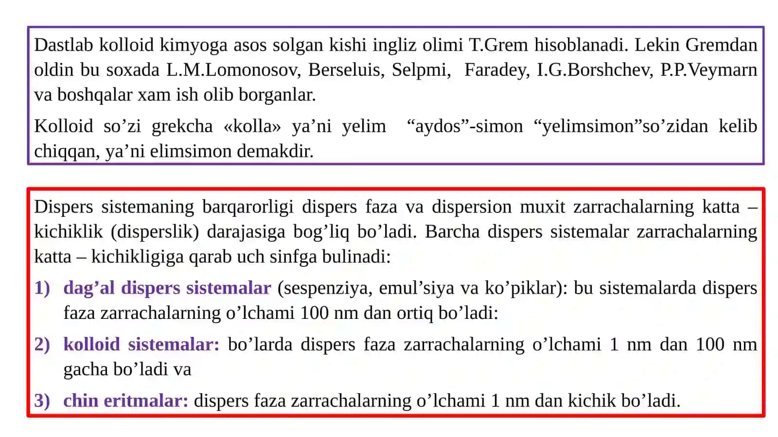 Kolloid kimyo fanidan maʼruzalar 2