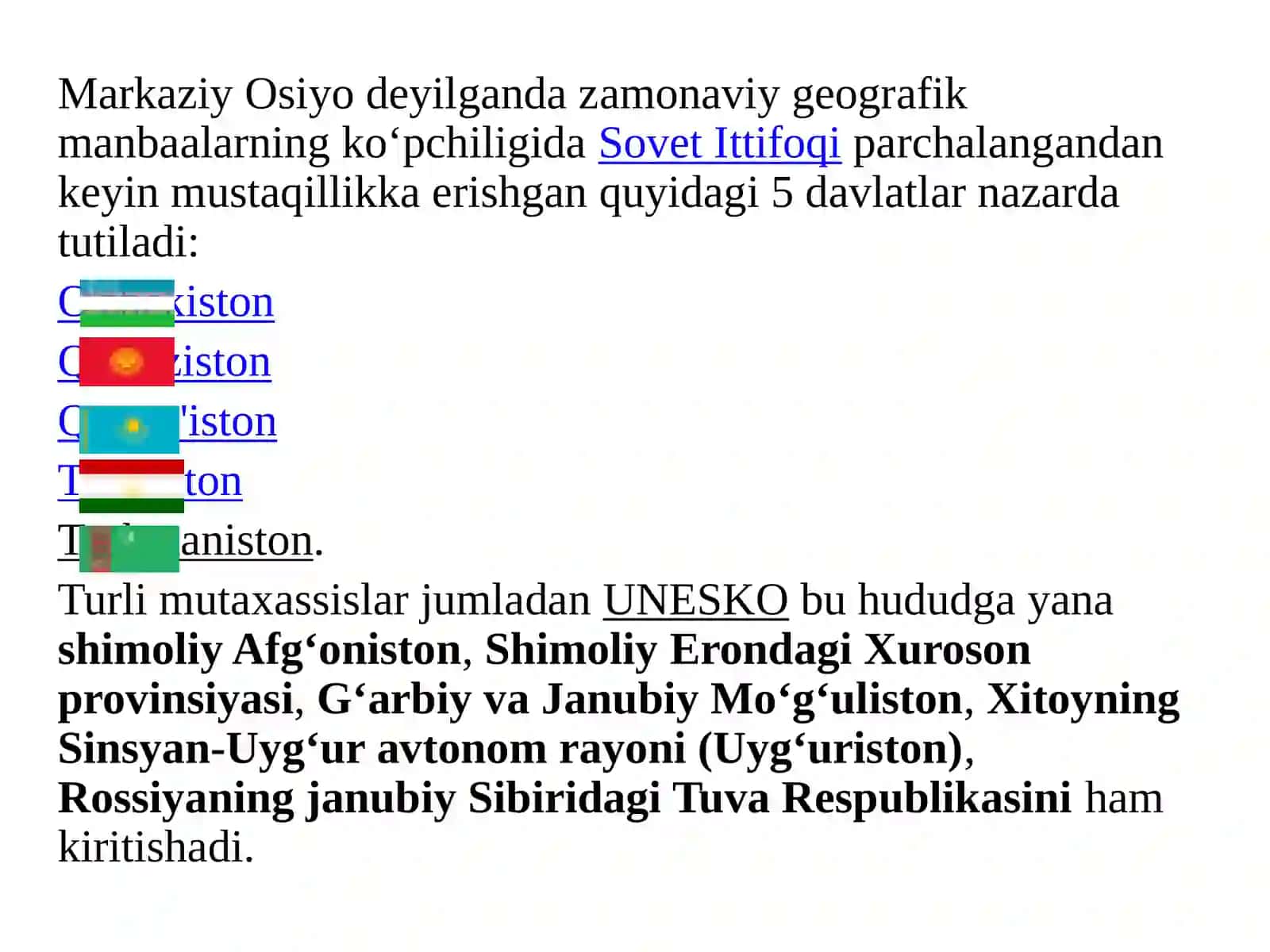 O’rta osiyo davlatlarining MDH va umumjahon mehnat taqsimotida tutgan o’rni va ular orasidagi iqtisodiy aloqalarning rivojlanishi 2