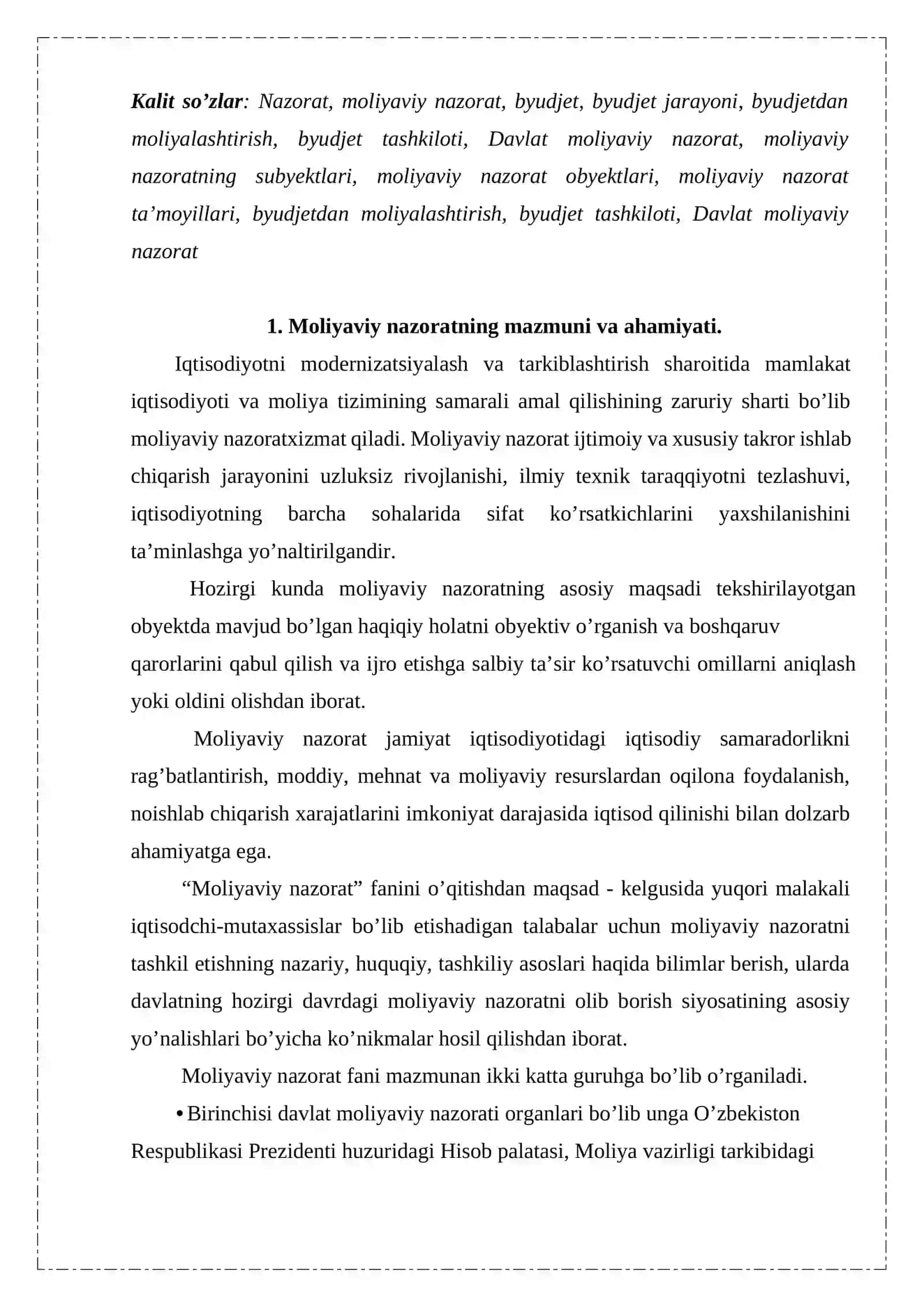 Moliyaviy nazoratni tashkil etishning nazariy va huquqiy asoslari 2