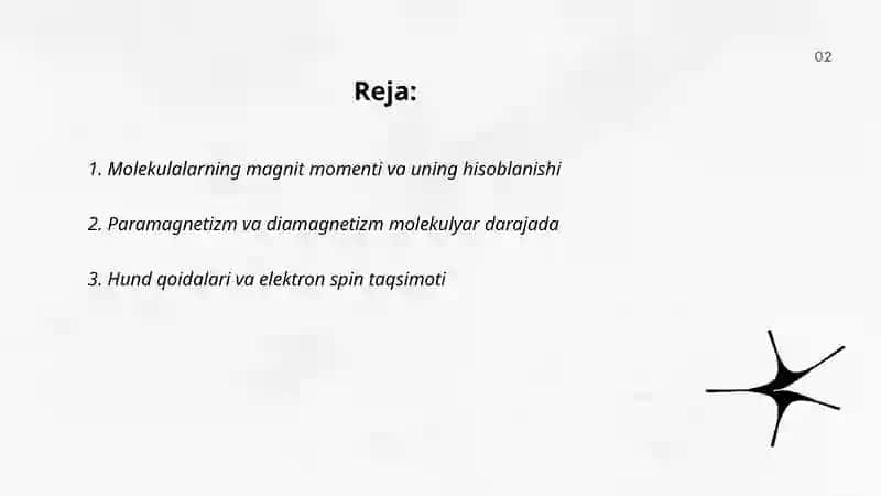 Molekulalarning magnit xususiyati 2