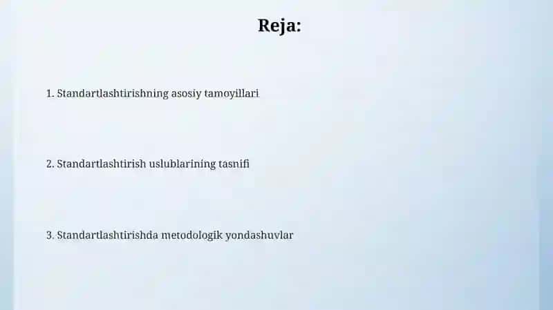 Standartlashtirishning metodologik asoslari 2