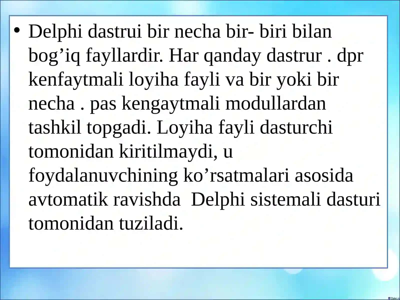 Delphidasturining tuzilmasi (loyihasi) 2