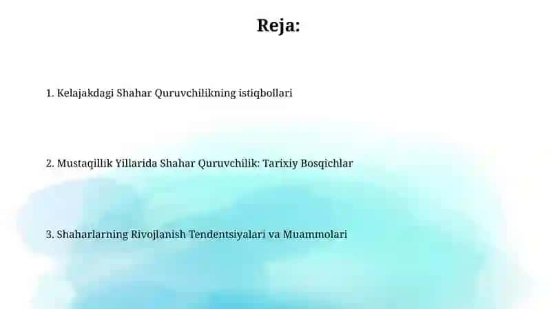 Mustaqillik yillarida shaharsozlik: tarixiy bosqichlar va rivojlantirish istiqbollari 2