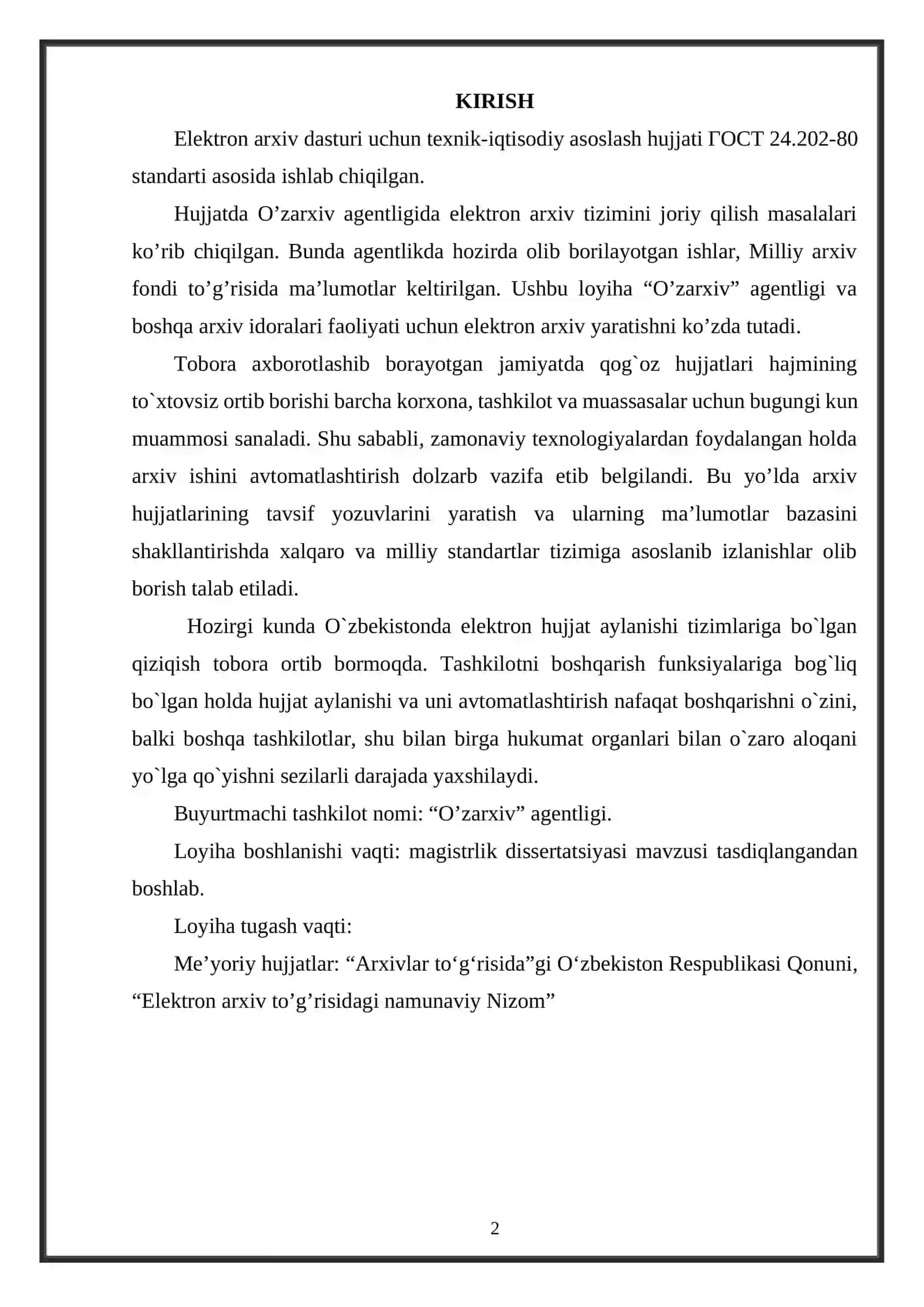 ELEKTRON  ARXIVLARNI SHAKLLANTIRISH VA AXBOROT QIDIRISH DASTURINI YARATISH 2