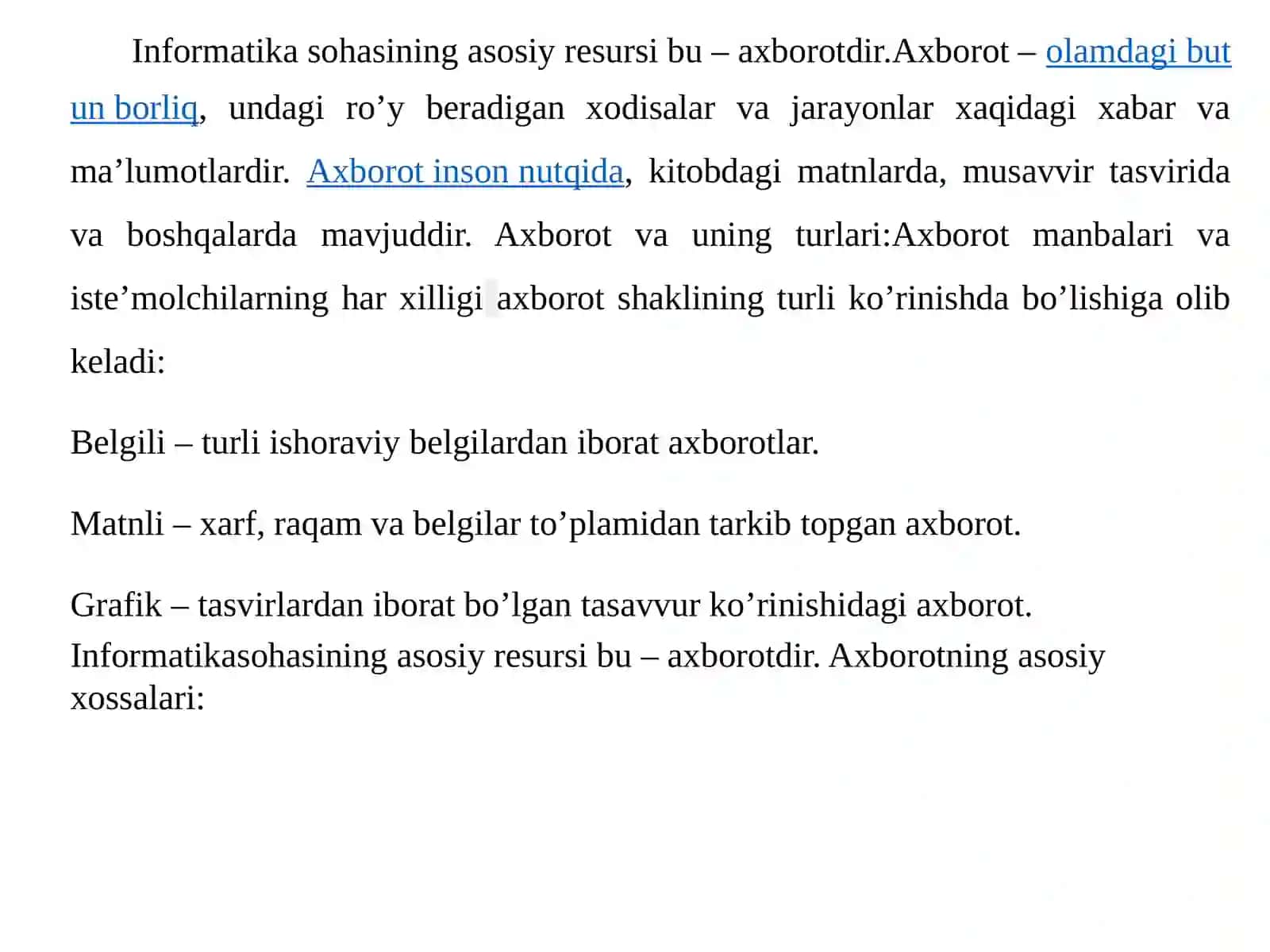 Axborotni  saqlash, ishlov  berish va himoyalashning zamonaviy texnologiyalari 2