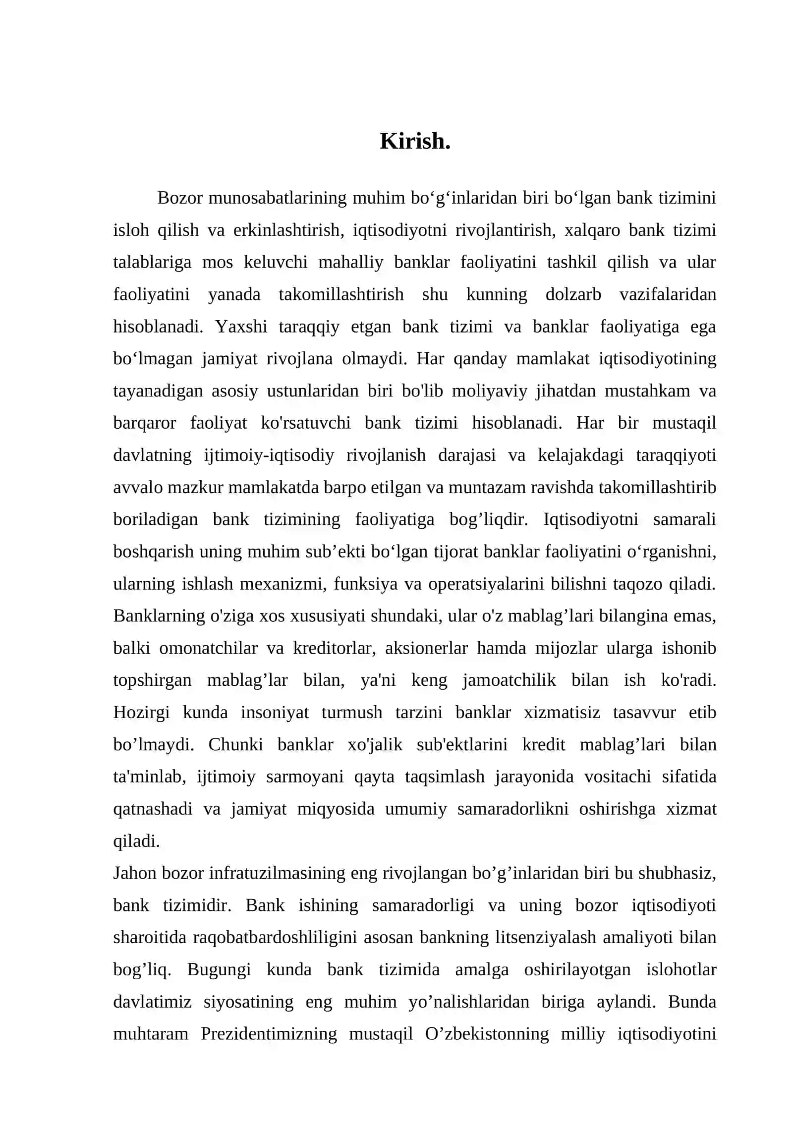 Tijorat banklarining moliya bozoridagi ro’lini oshirish masalalari 2