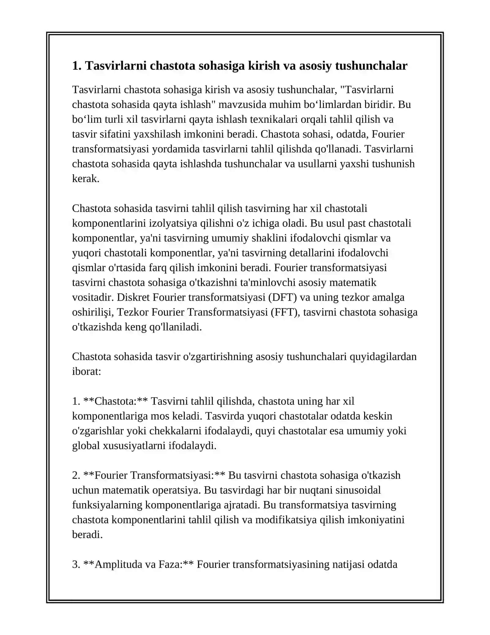 TASVIRLARNI CHASTOTA SOHASIDA QAYTA ISHLASH 2