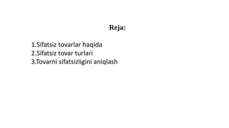 Sifatsiz tovarlar to‘g‘risida 2