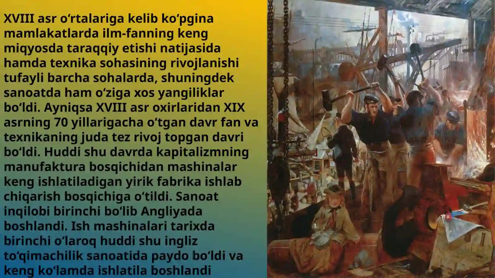 XVIII asr texnologik o‘zgarishlar 2