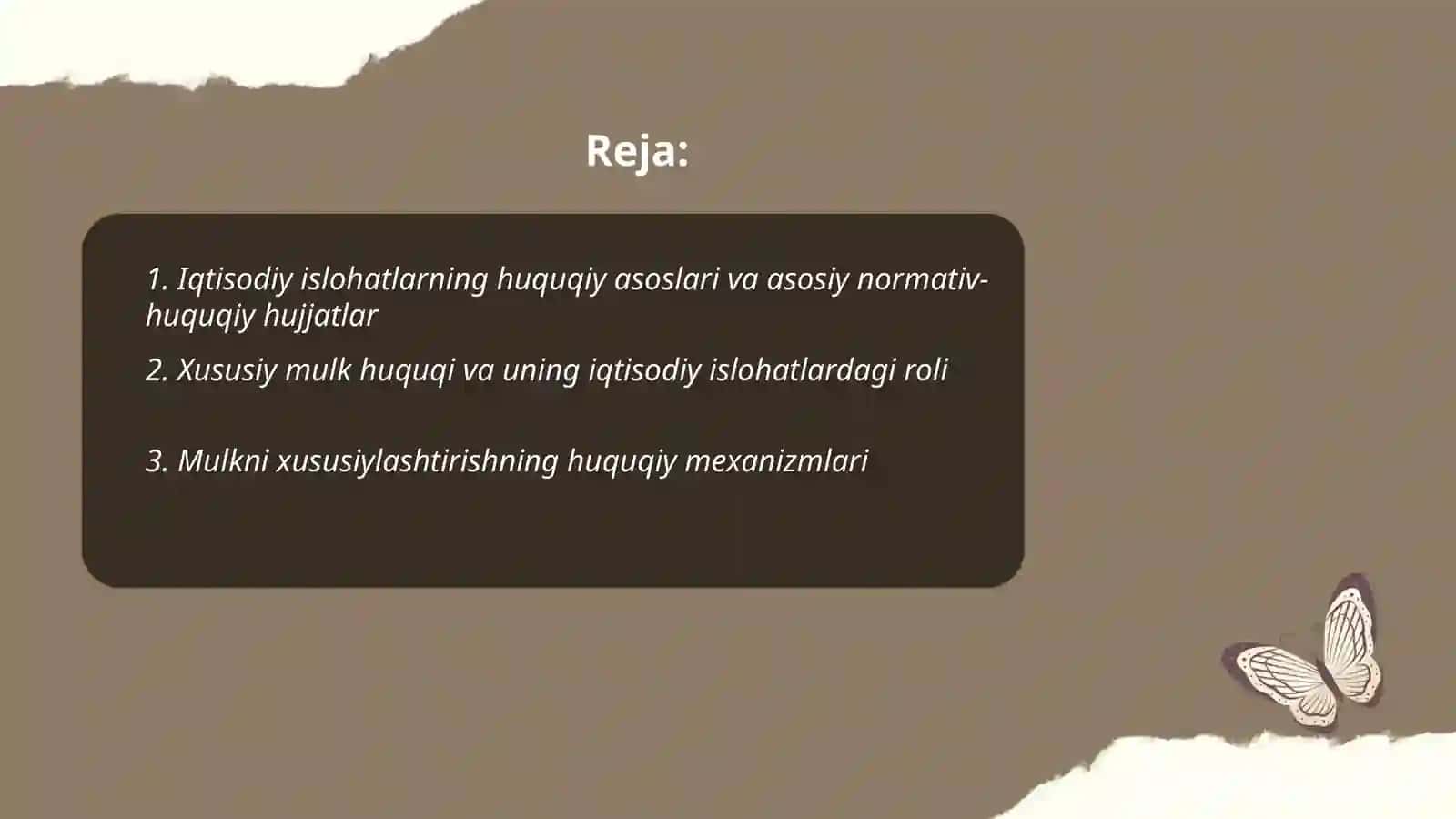 Iqtisodiy islohatlar huquqiy asoslar va bozor infratuzilmasi 2