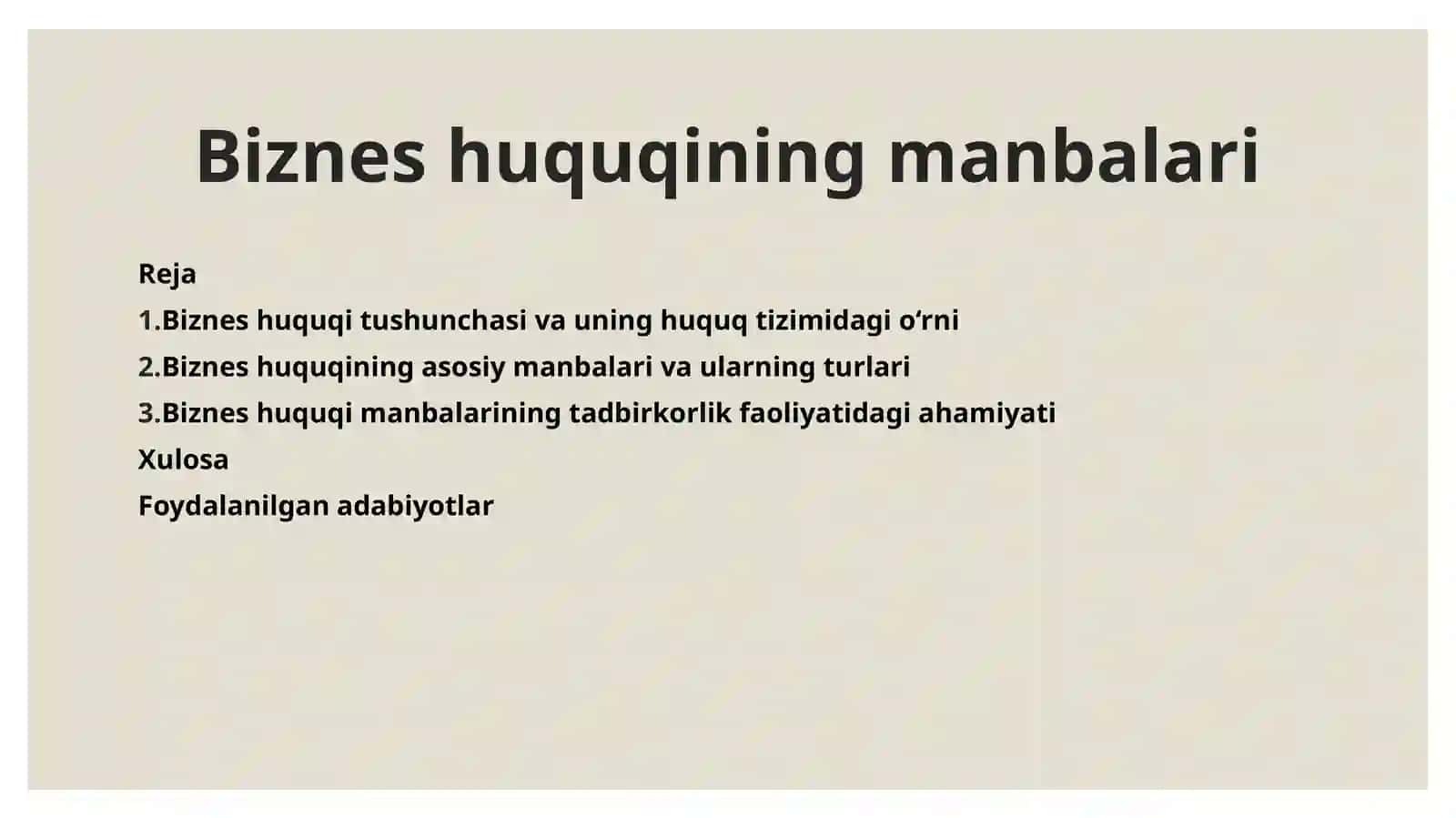 Biznes huquqining manbalari 2
