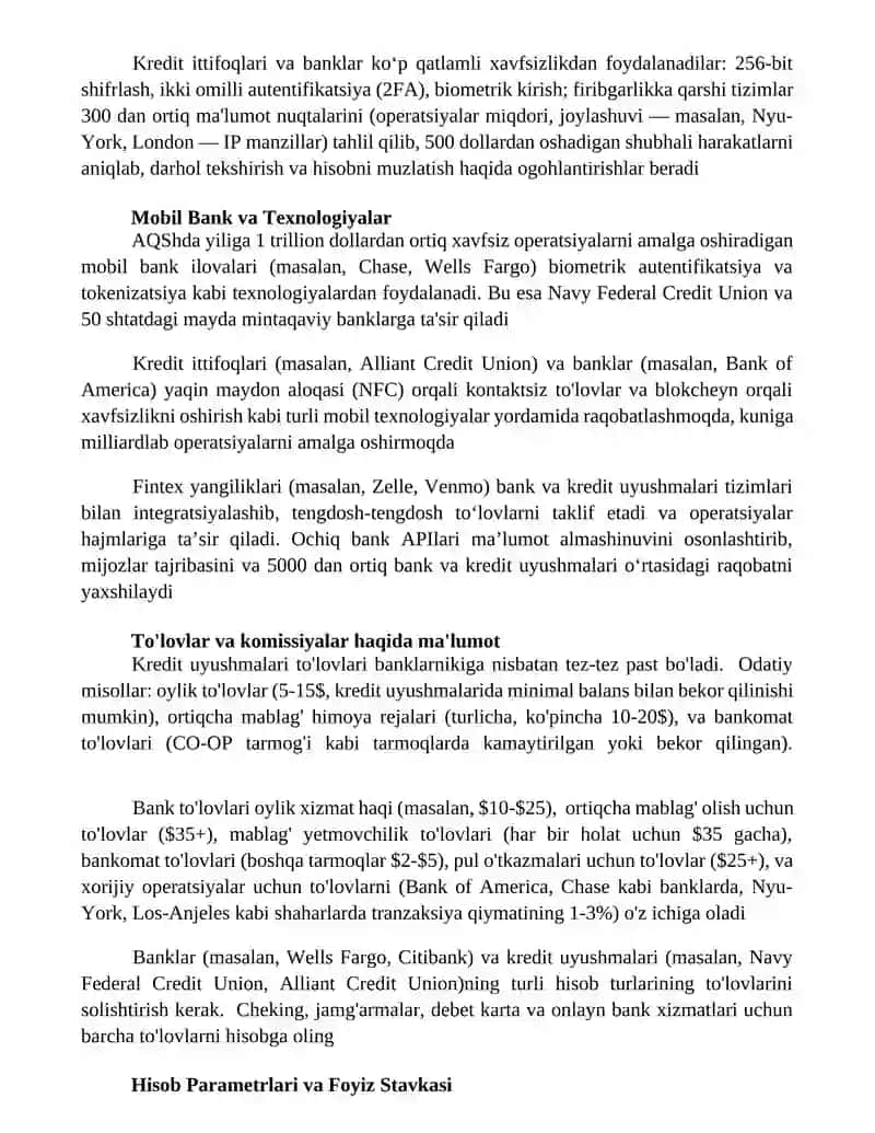 Kredit mahsulotlari va foiz stavkalari 2