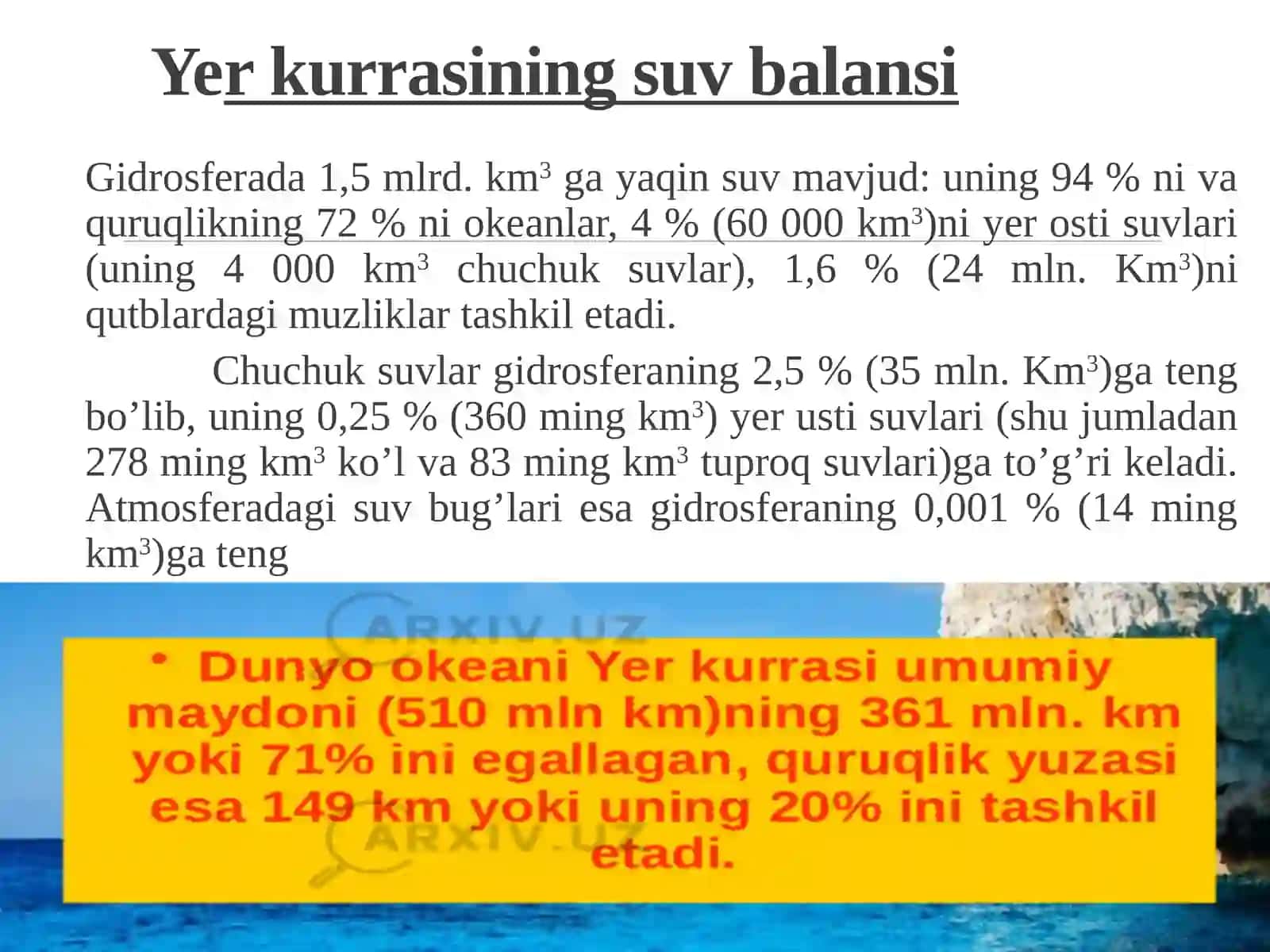 O‘zbekistonning suv resurslari va suv manbalari 2