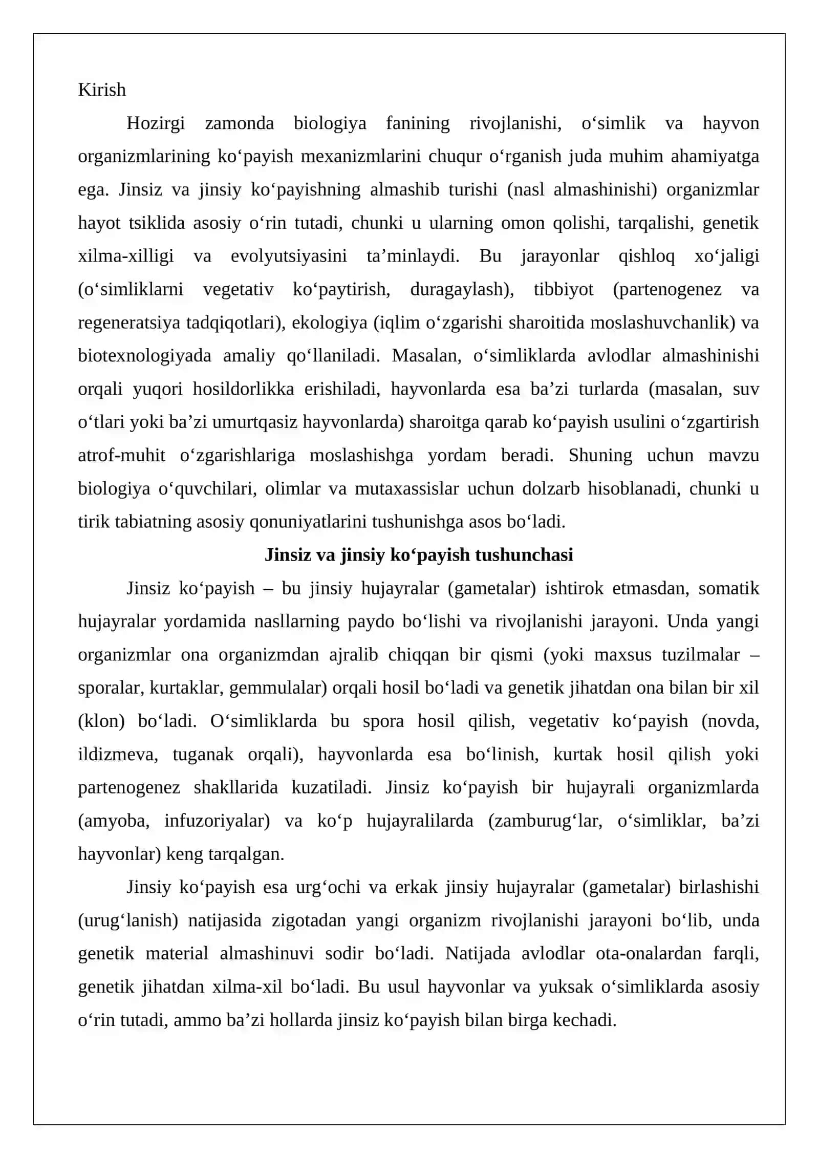 O‘simlik va hayvon organizmlarining jinsiz va jinsiy ko‘payishlarining almashib turish sabablari 2