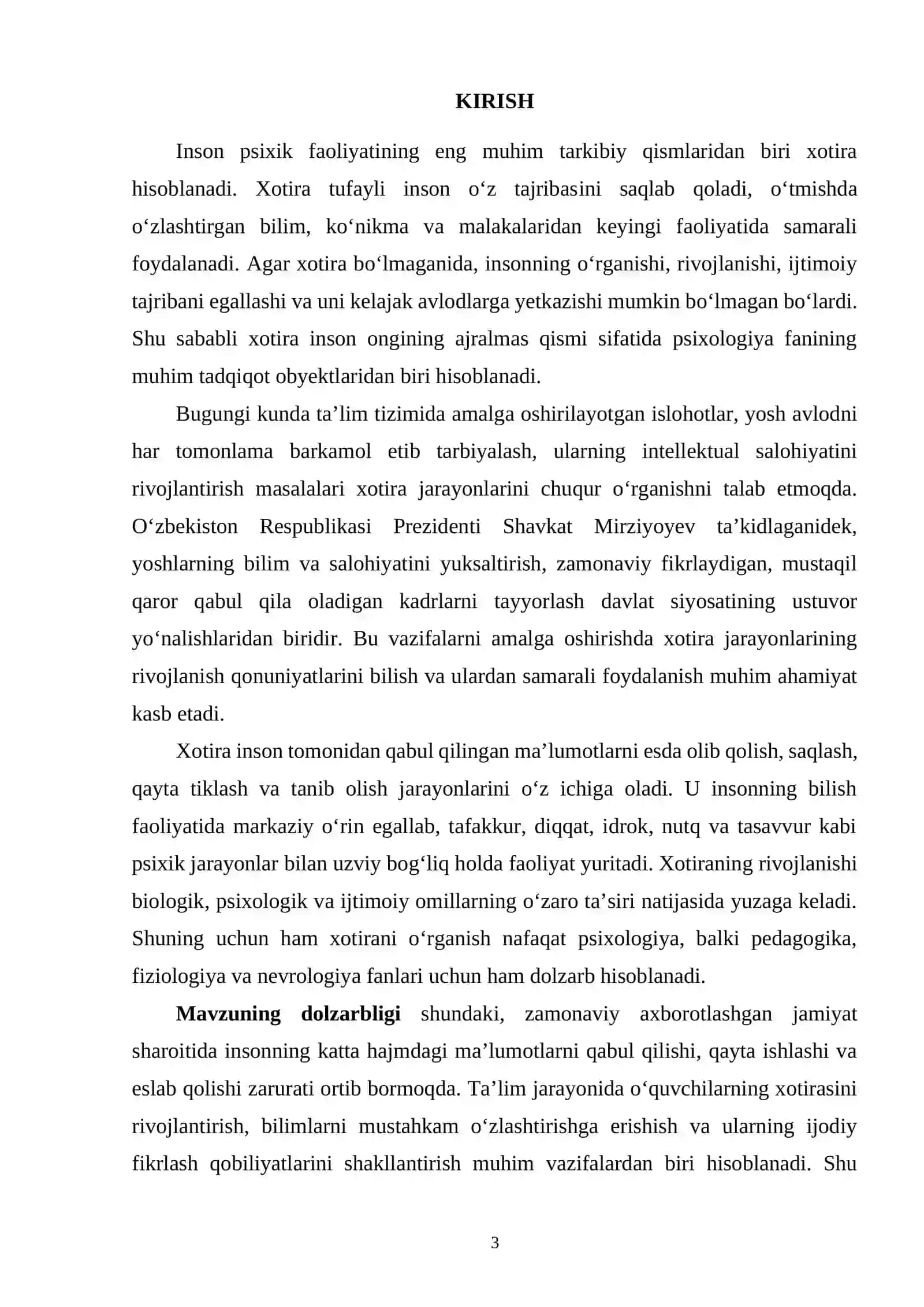 XOTIRA TURLARI VA ULARNING RIVOJLANISH QONUNIYATLARI 2