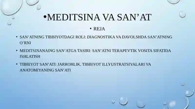 San’atning Tibbiyotdagi roli 2