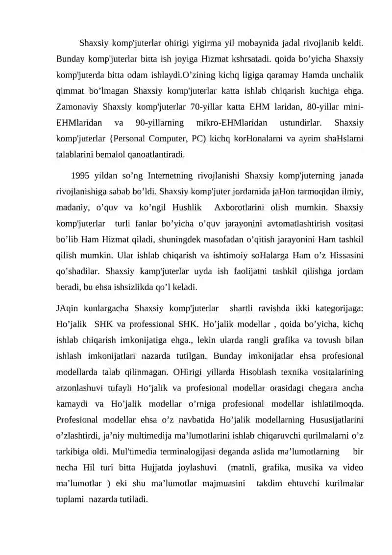 Kompyuterning texnik va dasturiy ta'minoti 2