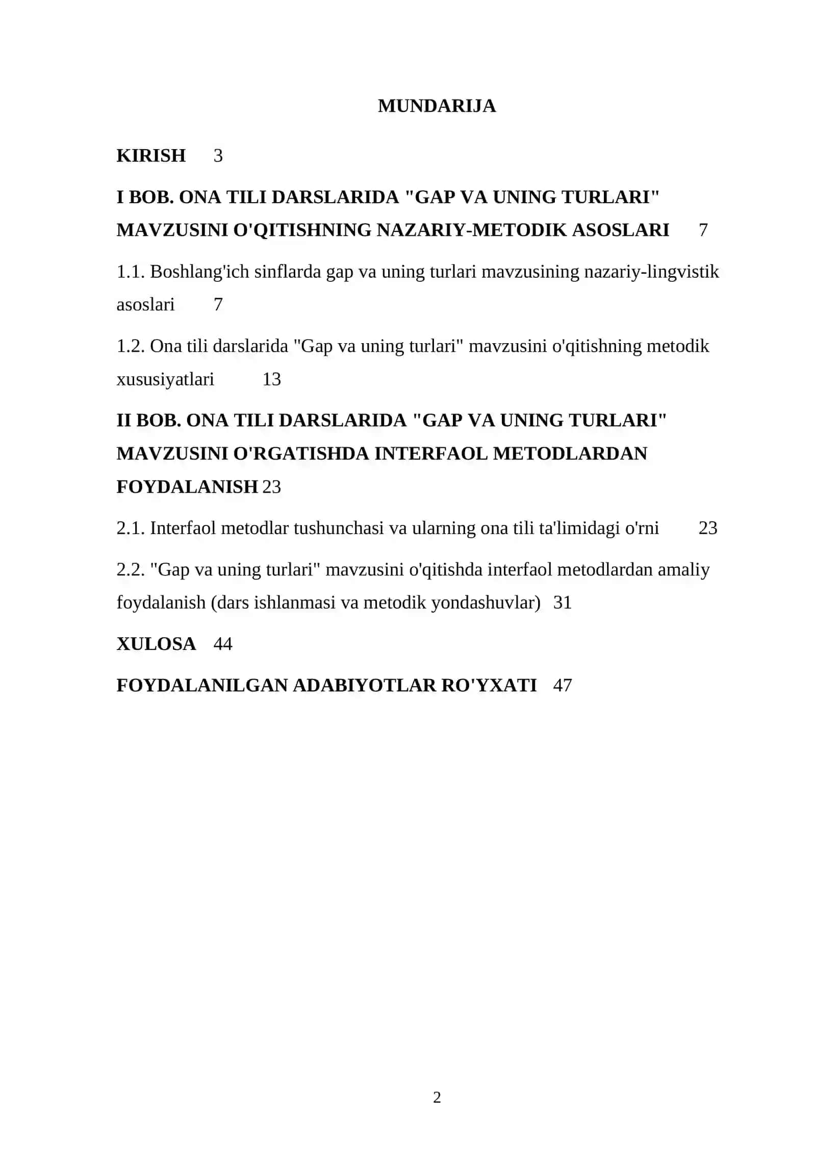 ONA TILI DARSLARIDA "GAP VA UNING TURLARI" MAVZUSINI O'RGANISHDA INTERFAOL METODLARDAN FOYDALANISH 2