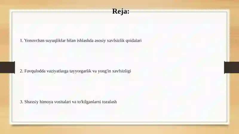 Yonuvchan suyuqliklar bilan ishlashdagi xavflar 2